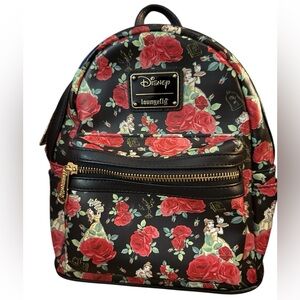 Disney Loungefly Beauty and the Beast Belle Roses Mini Backpack